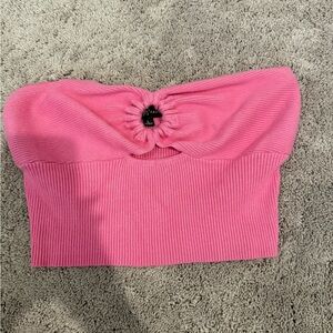 Almost Famous Pink Ribbed Crop Top